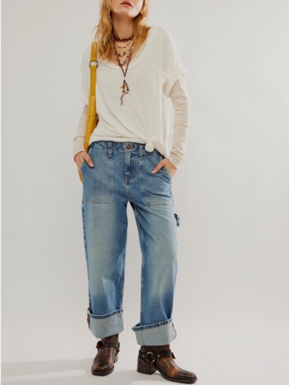 Y2K inspired Utilitycore We The Free Major Leagues jeans Mid Rise Cuffed Sz 26